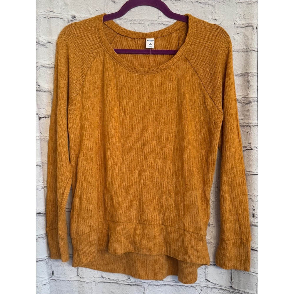 Old Navy Mustard Yellow Ribbed Raglan Long Sleeve Sweater Petite Medium